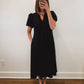 The Onyx Dress | Black Puff Sleeve Midi Dress