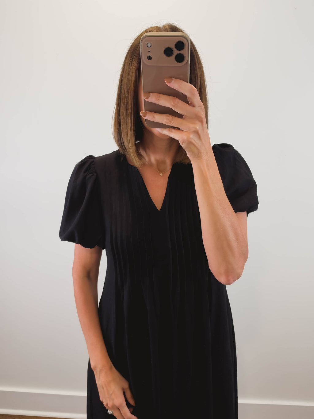The Onyx Dress | Black Puff Sleeve Midi Dress