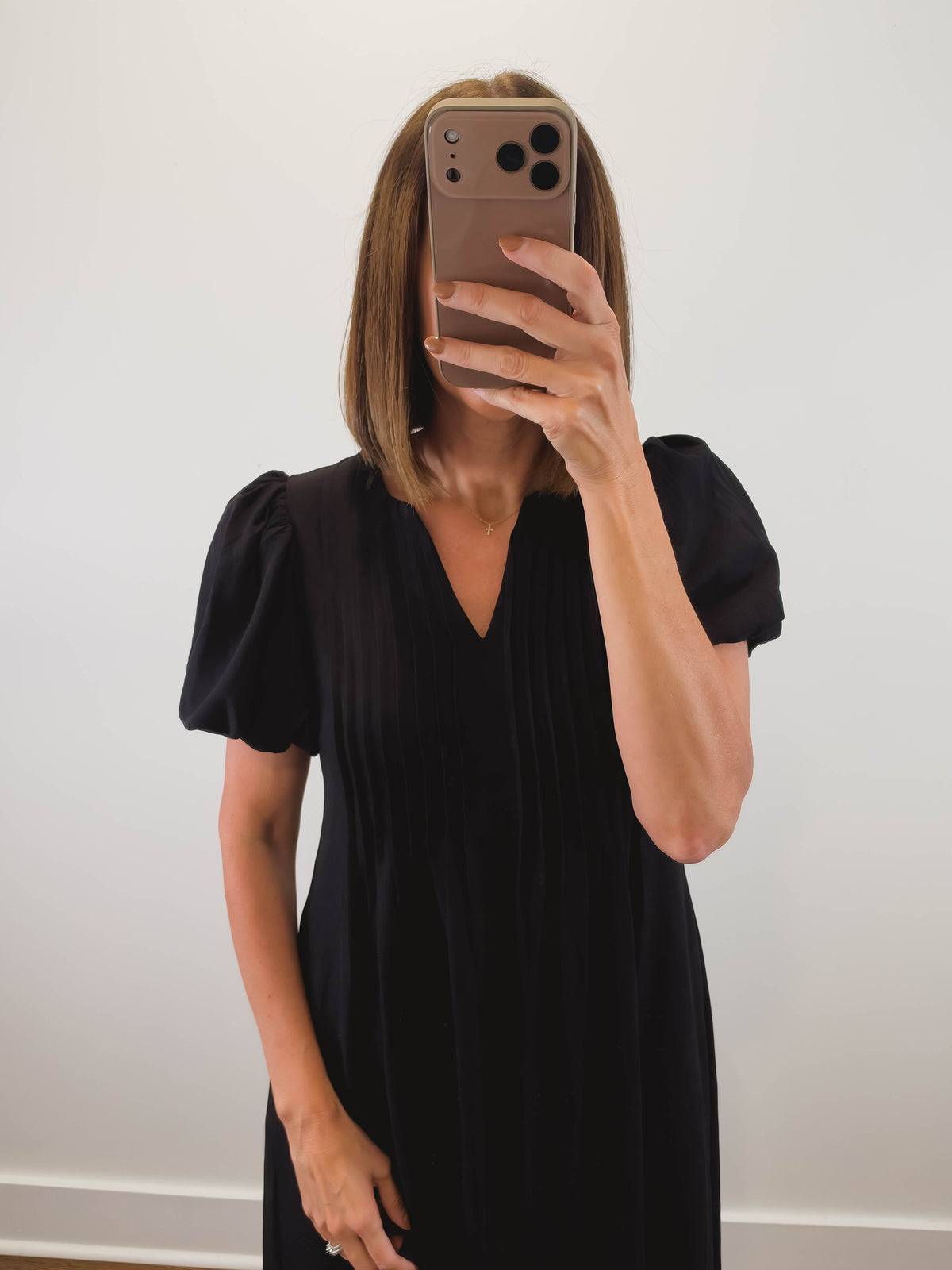 The Onyx Dress | Black Puff Sleeve Midi Dress