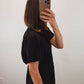 The Onyx Dress | Black Puff Sleeve Midi Dress