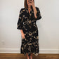 The Gilded Vine Dress | Black Embroidered Midi Dress
