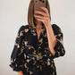The Gilded Vine Dress | Black Embroidered Midi Dress