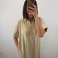 The Driftwood Dress | Taupe Collared Midi Shirt Dress