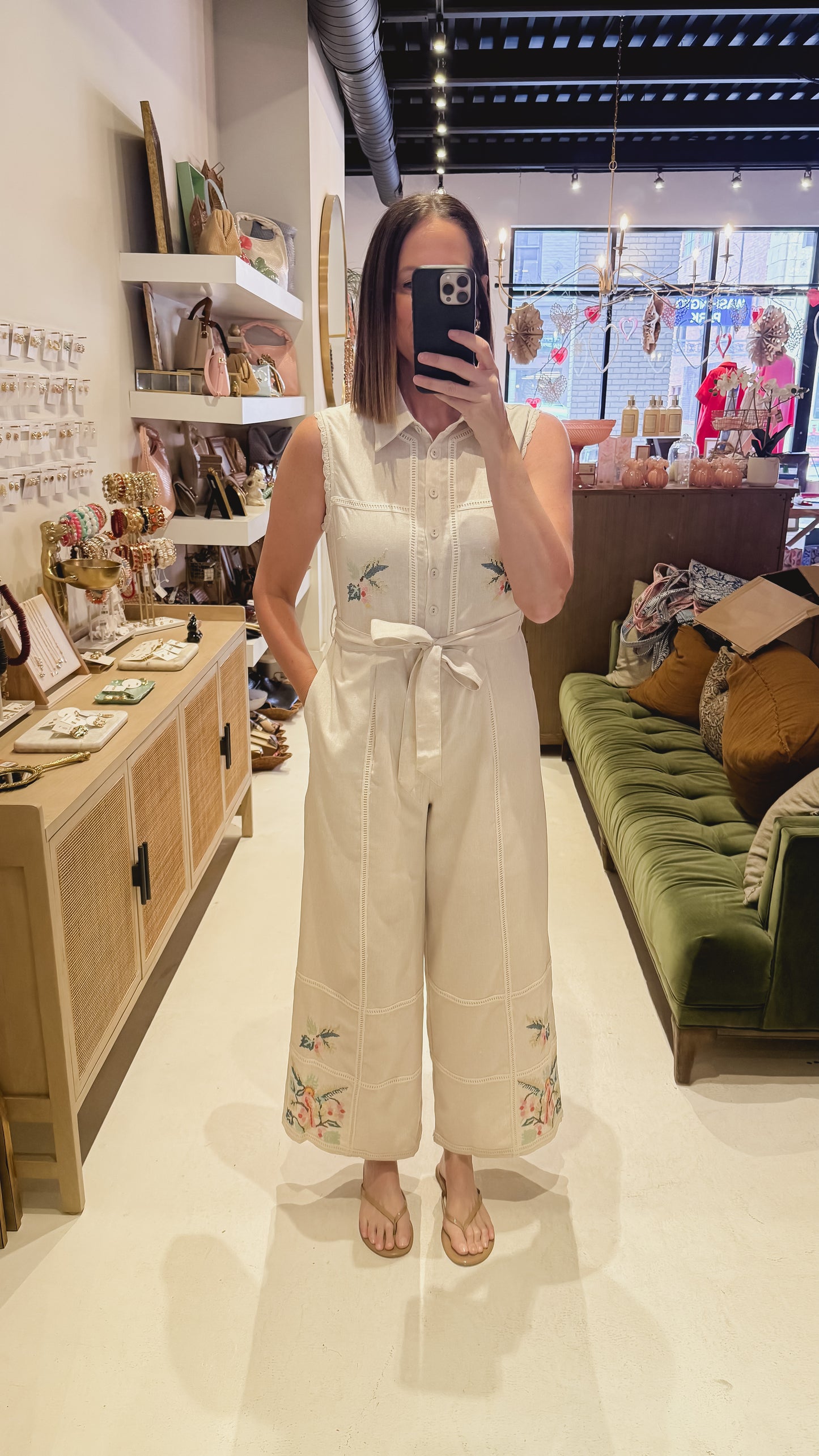 Cream Floral Jumpsuit