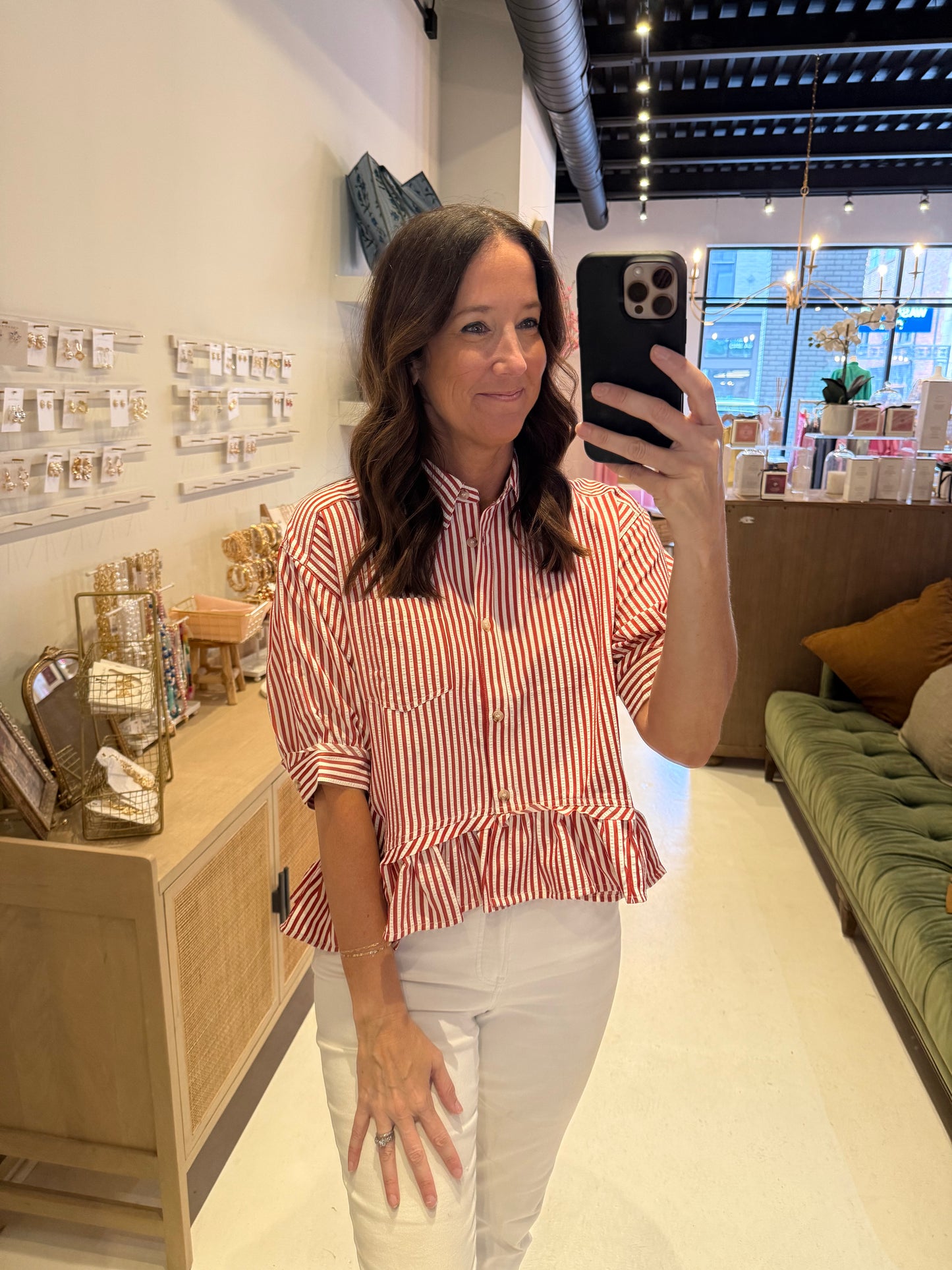The Lauren Top in Red and White