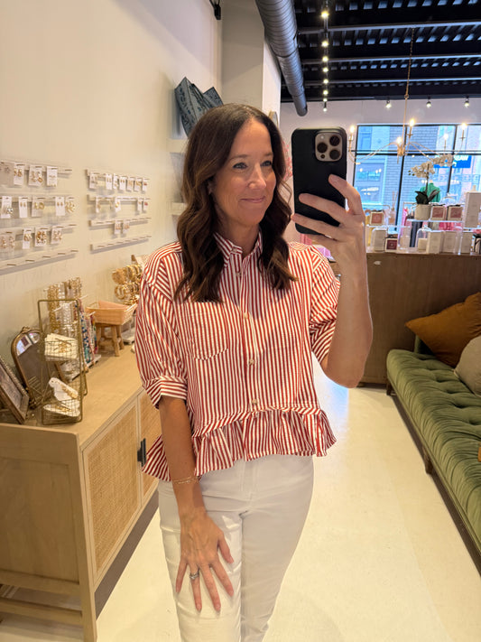 The Lauren Top in Red and White