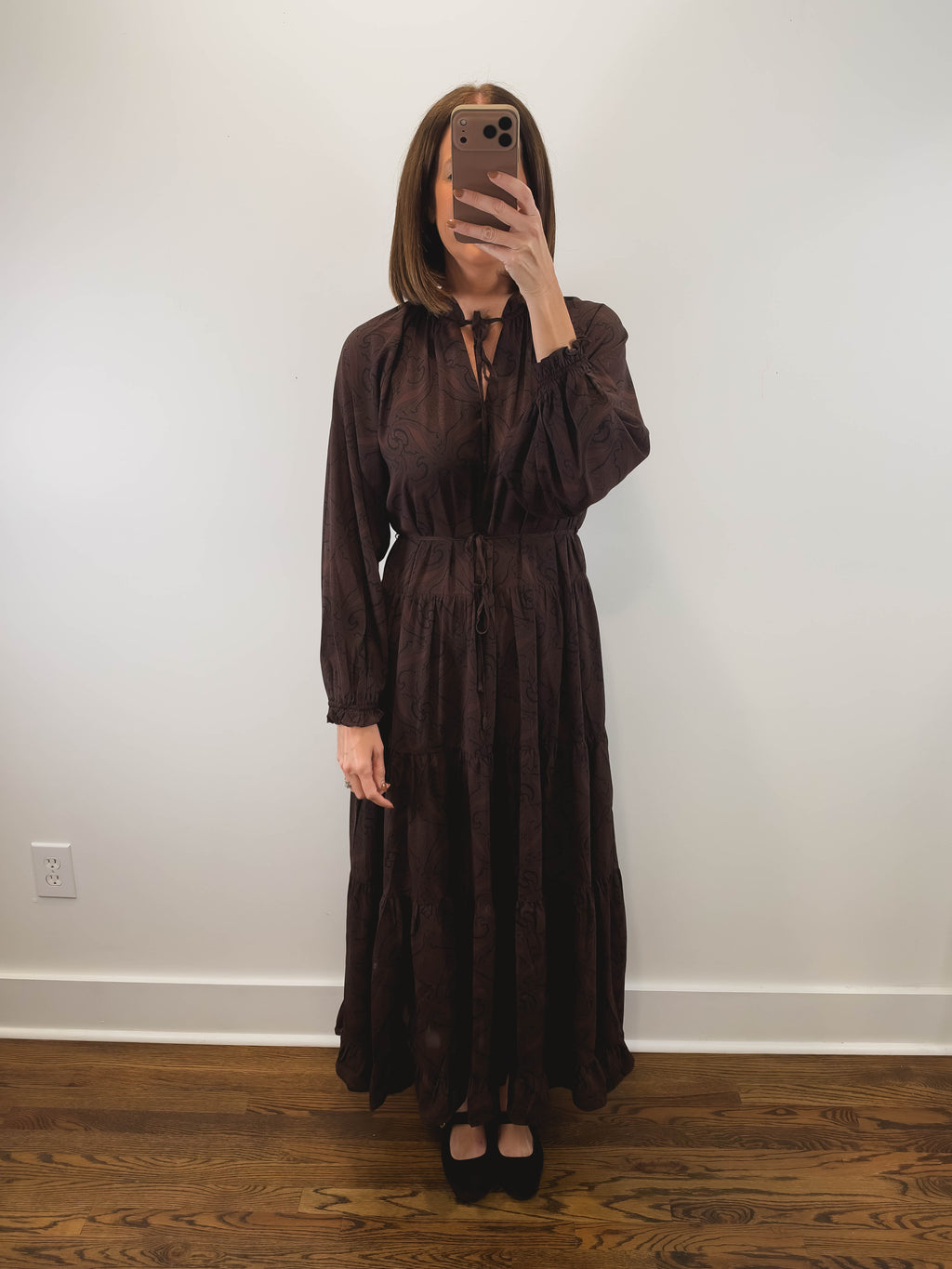 The Bourbon Dress | Brown Paisley Maxi Dress