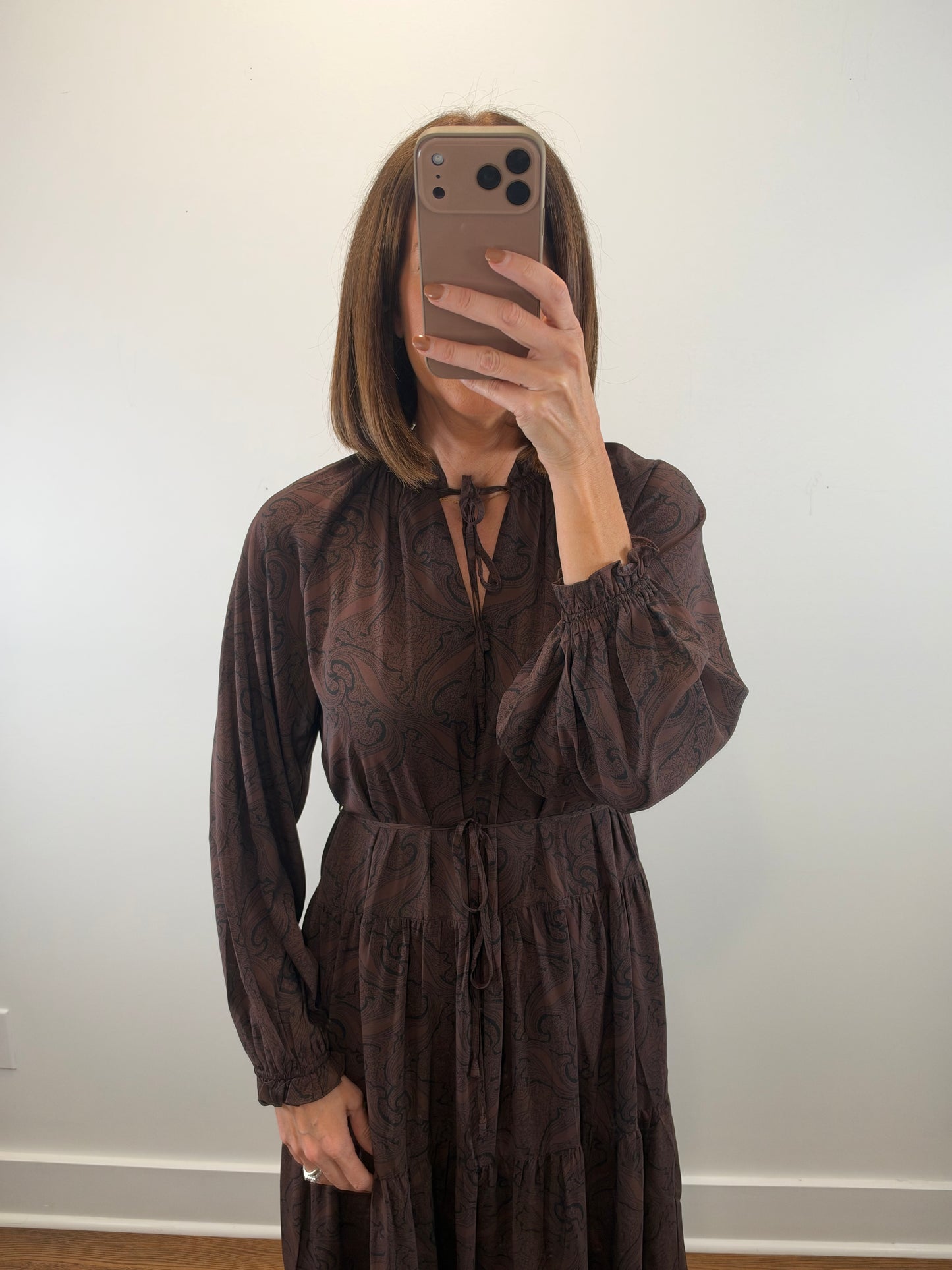 The Bourbon Dress | Brown Paisley Maxi Dress