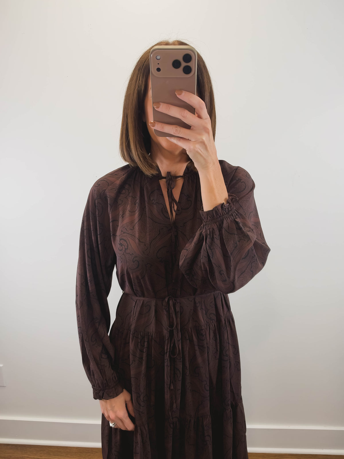 The Bourbon Dress | Brown Paisley Maxi Dress