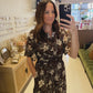 Deep Brown Floral Dress Long