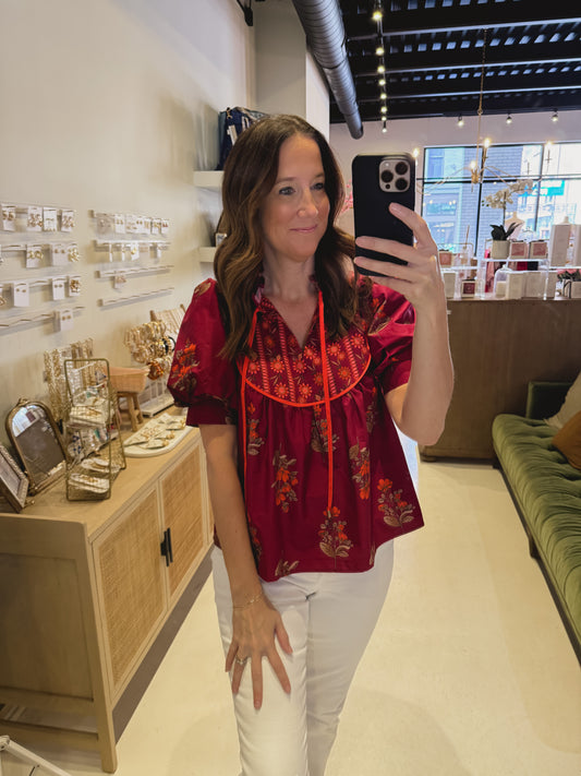 The Meadow Mist Top in Burgundy