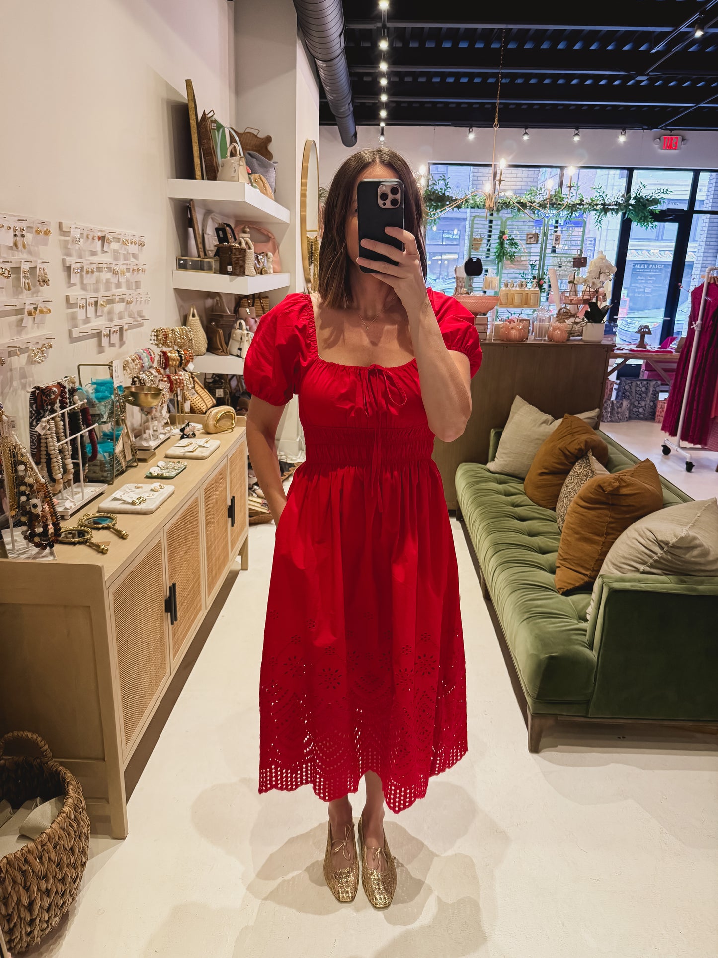 Red Eyelet Dress