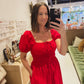 Red Eyelet Dress