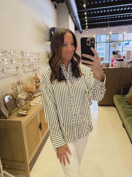 The Bailey Striped Button Up Top