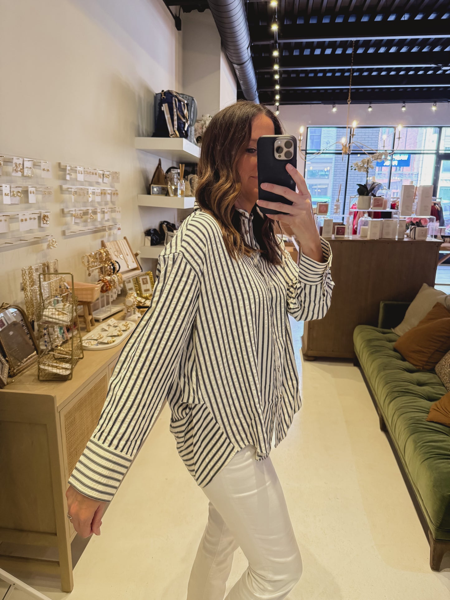 The Bailey Striped Button Up Top