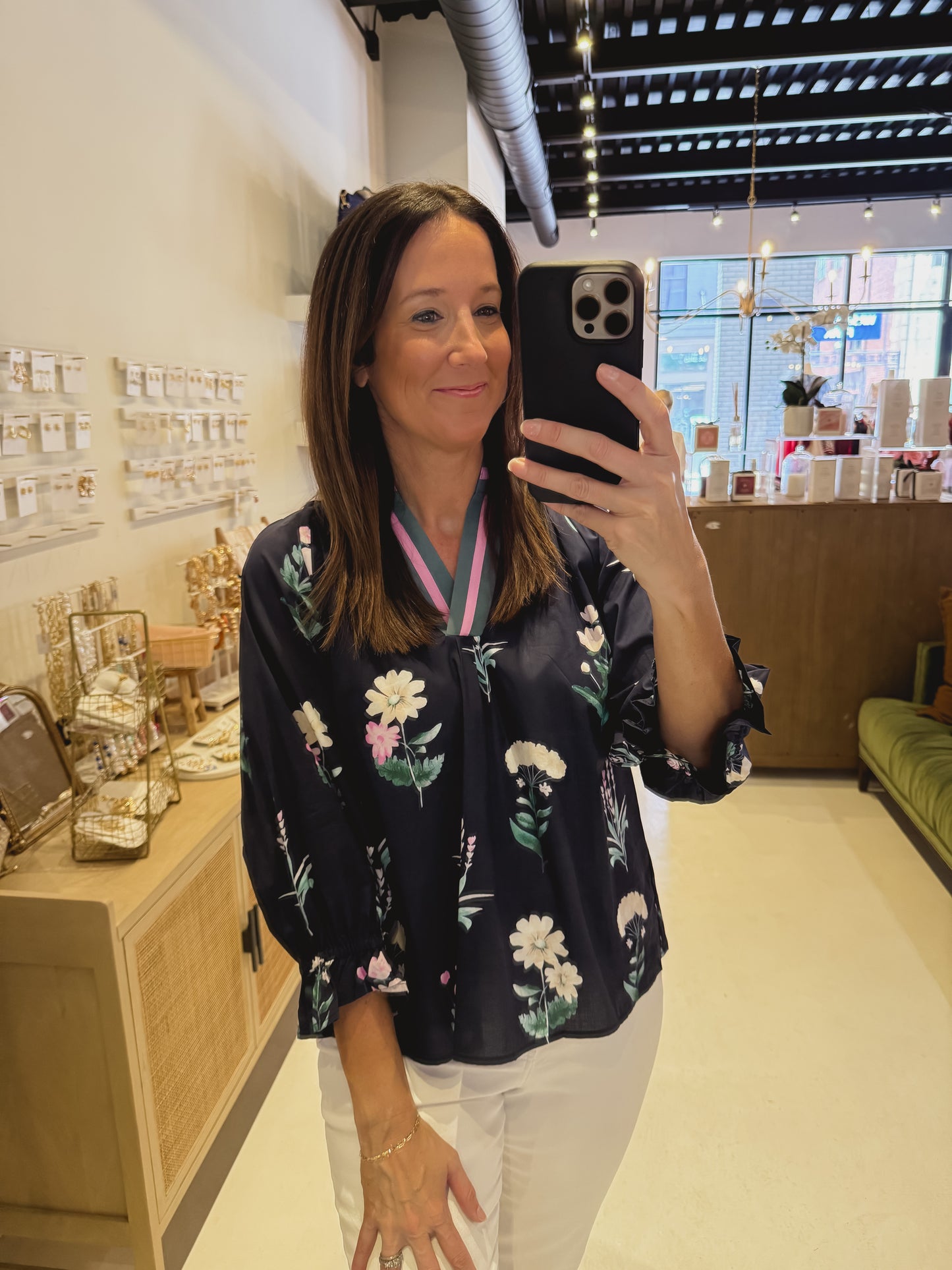The Brielle Blouse in Navy