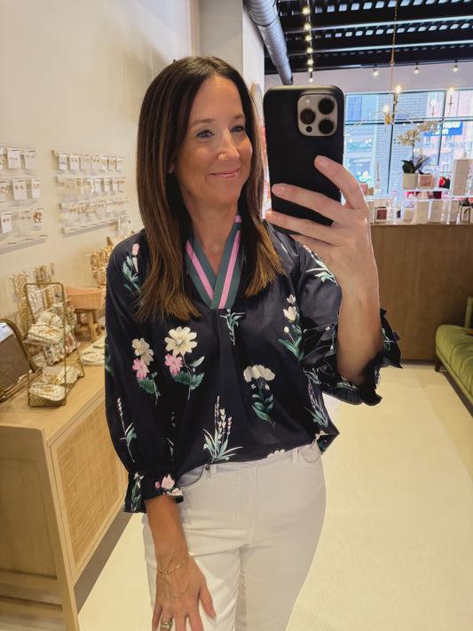 The Brielle Blouse in Navy