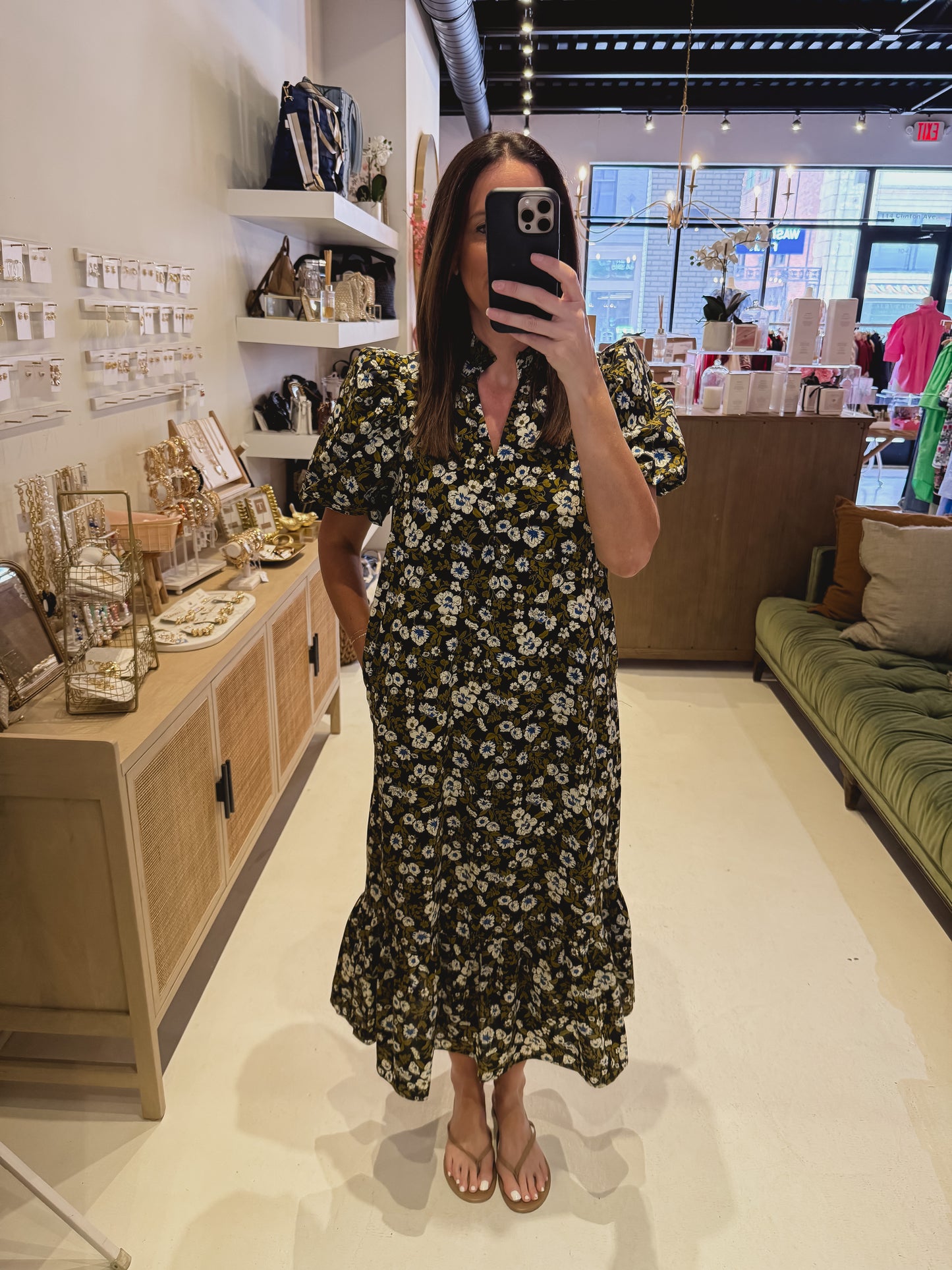 The Autumn Floral Dress in Navy