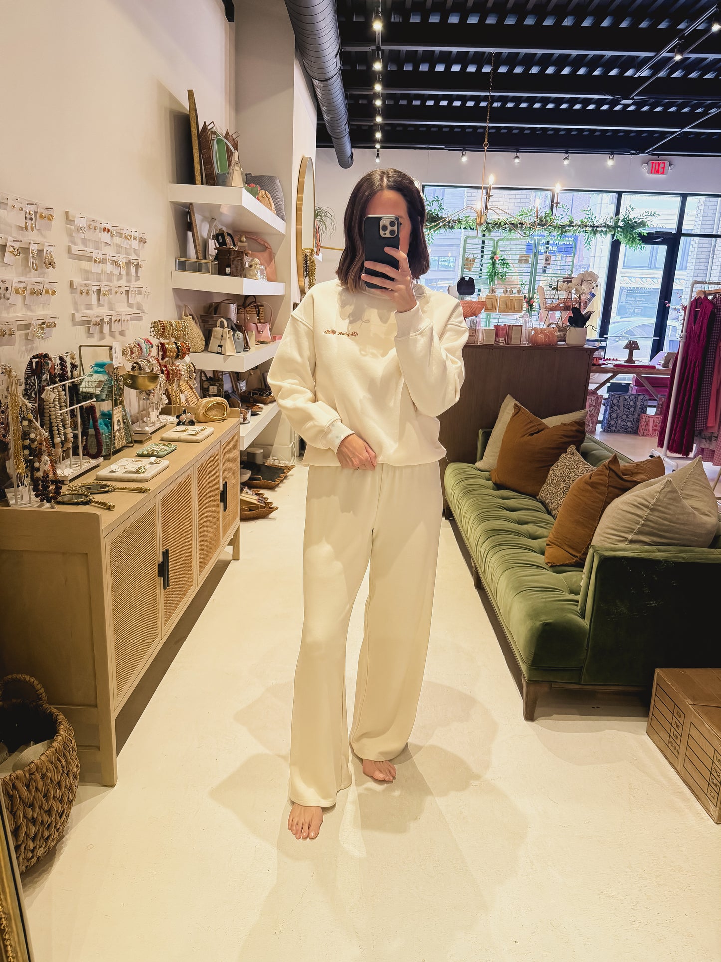 The Wide Leg Beige Cozy Pants