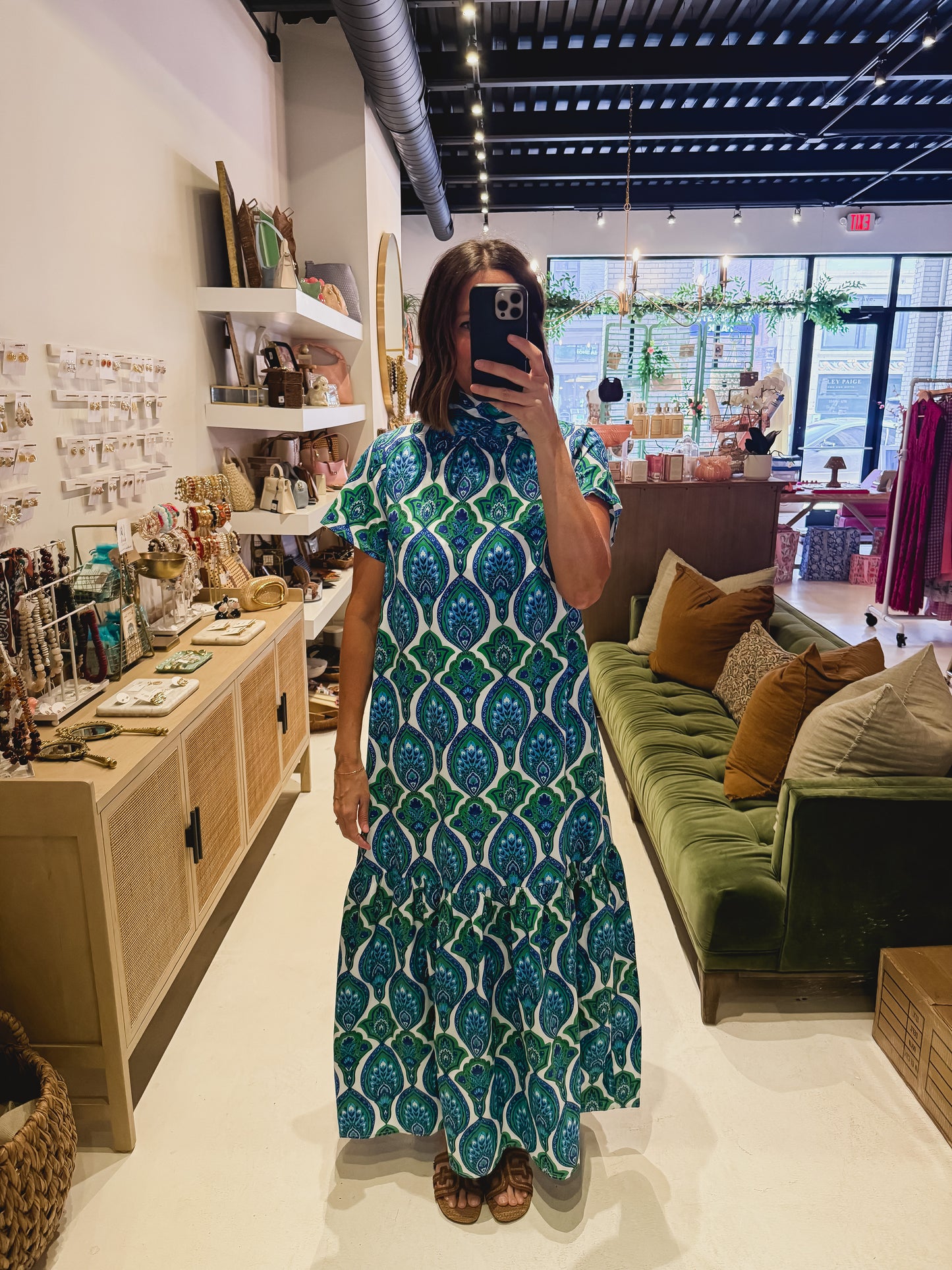 The Esmery Abstract Mock Neck Maxi Dress