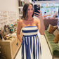 The Strapless Navy Striped Dress