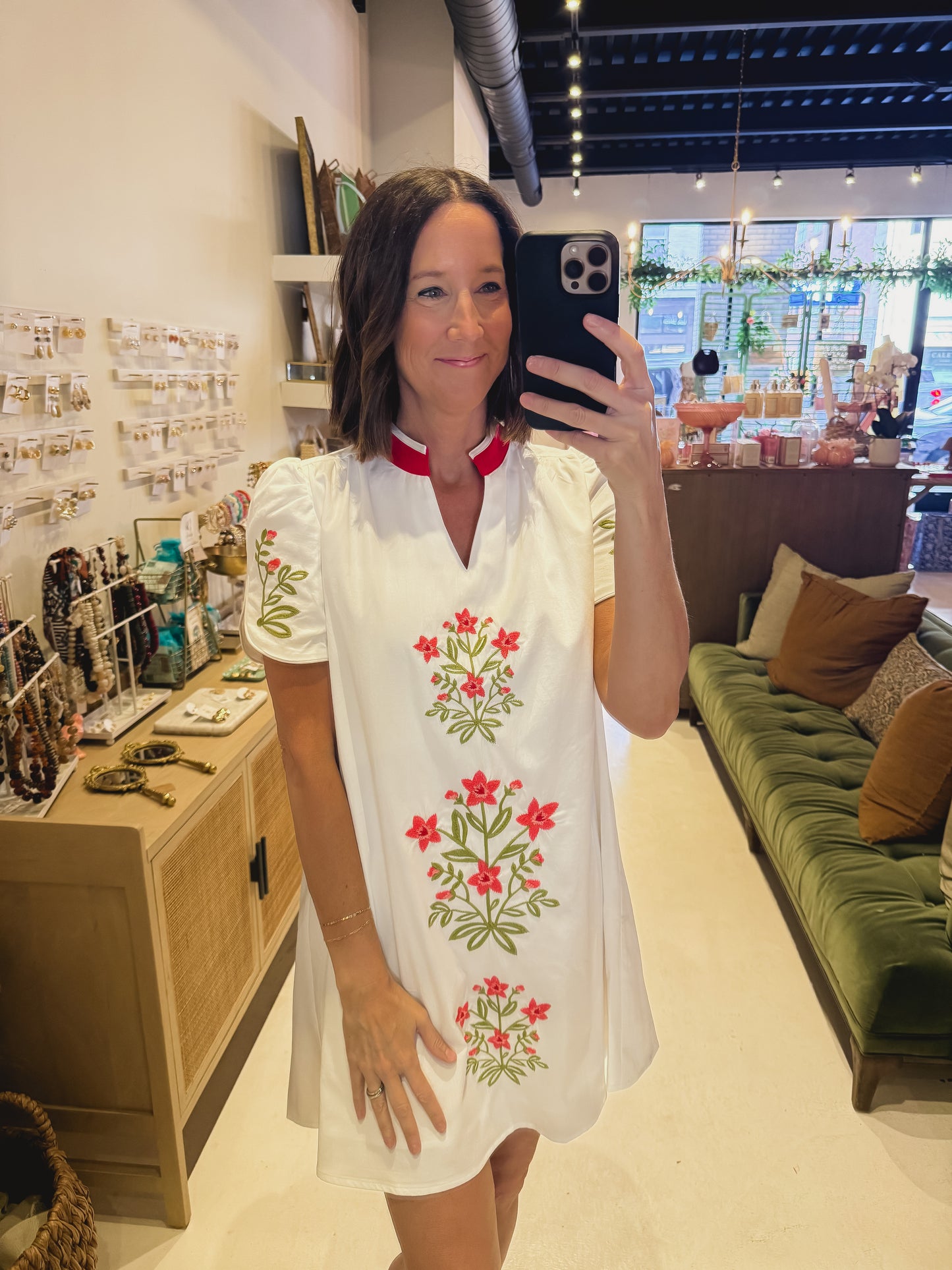 The White Embroidered Floral Dress