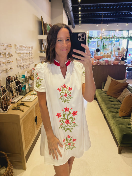 The White Embroidered Floral Dress