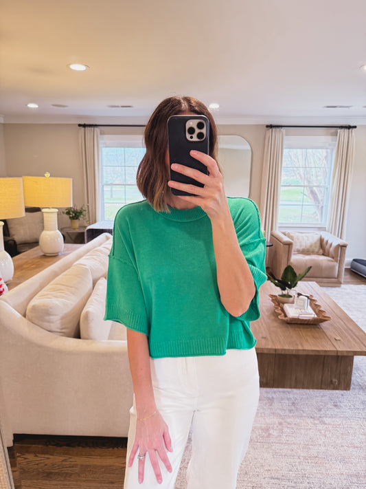 The Relaxed Knit Top in Emerald Green
