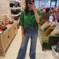 High Rise Wide Flair Patch Pocket Risen Jean