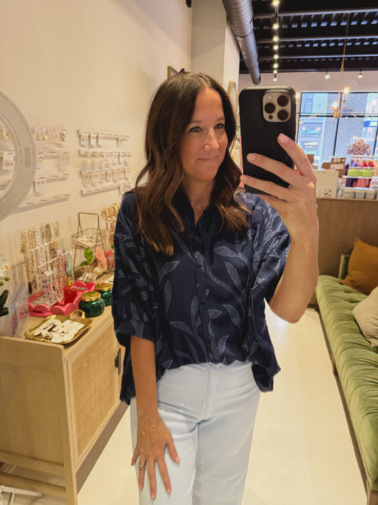 The Liora Blouse in Navy