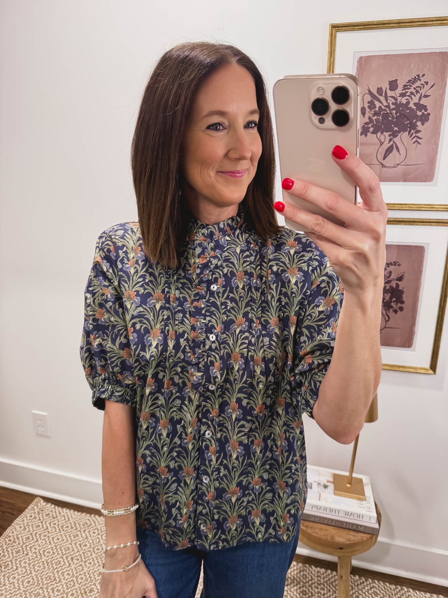 The Painted Petals Top in Blue