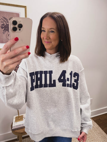 Phil 4:13 Mock Neck Oversized Sweatshirt