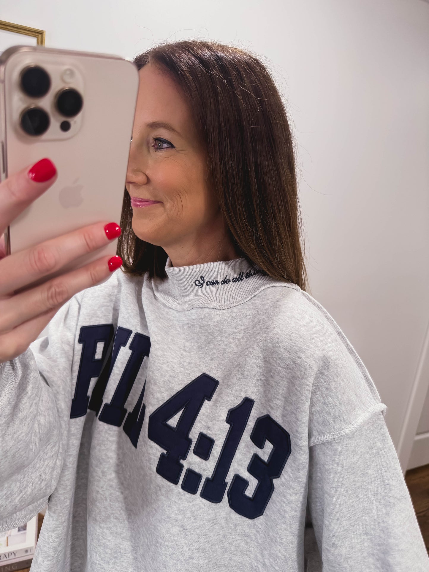 Phil 4:13 Mock Neck Oversized Sweatshirt