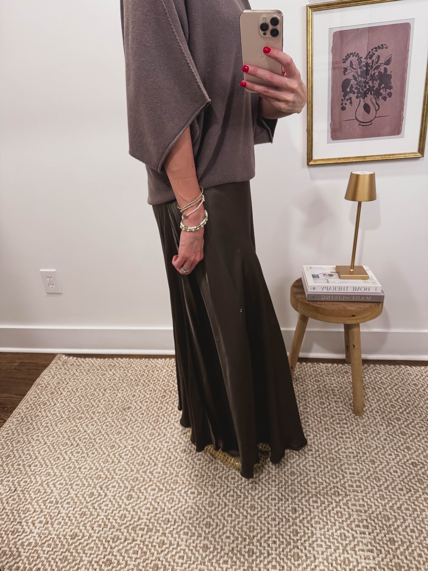 Satin Grace Skirt in Brown