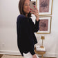 Navy Batwing Sweater Top