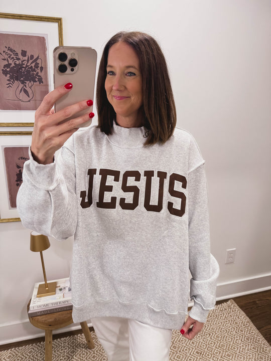 Jesus in Brown Oversized Sweatshirt - John 3:16