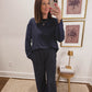 Navy Blue Dot Loungwear Flare Pants
