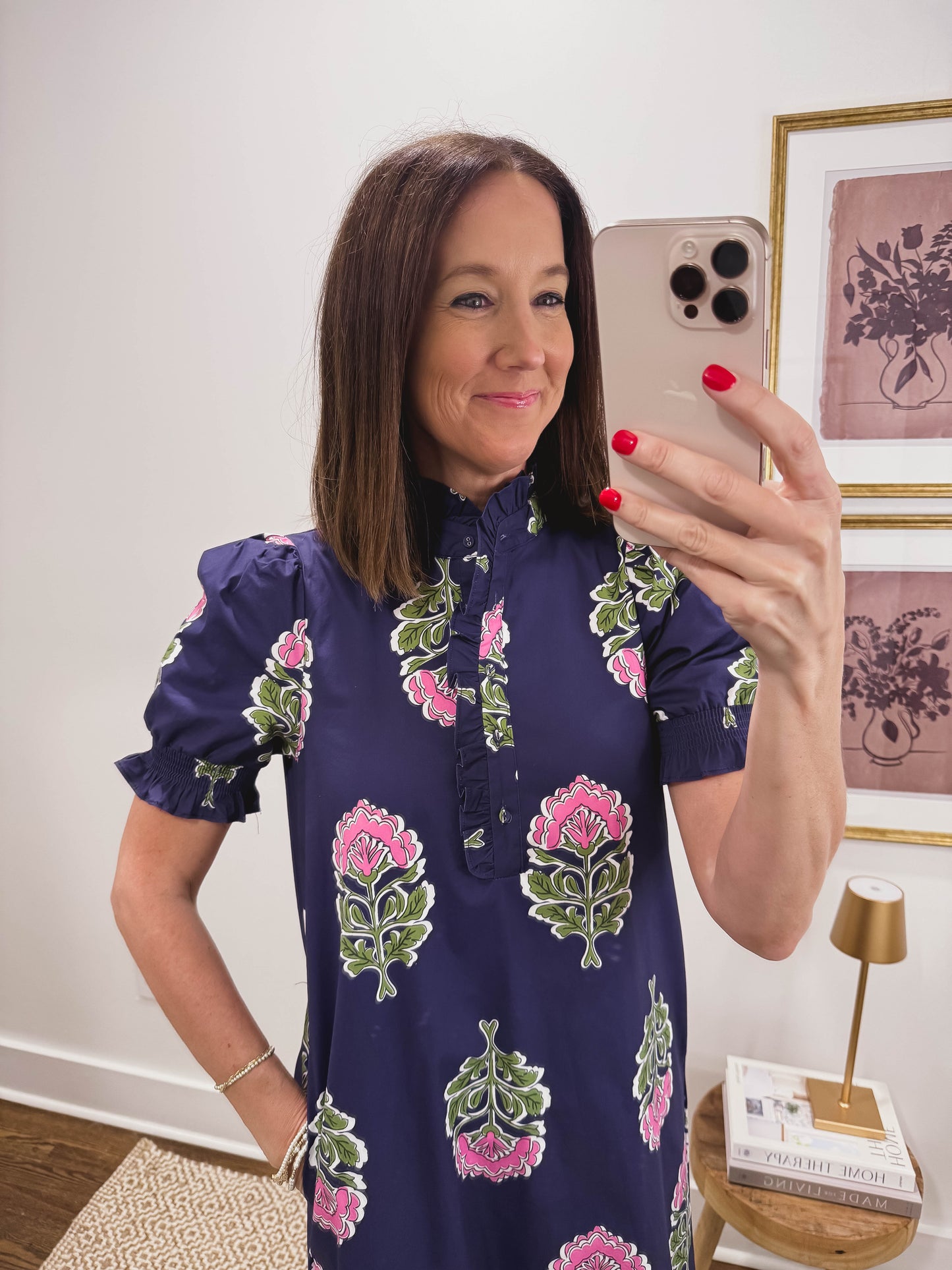 The Navy Garden Midi Dress