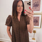 Meadow Eyelit Midi Dress in Chocolate Brown