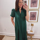 Meadow Eyelet Midi Dress in Forest Green