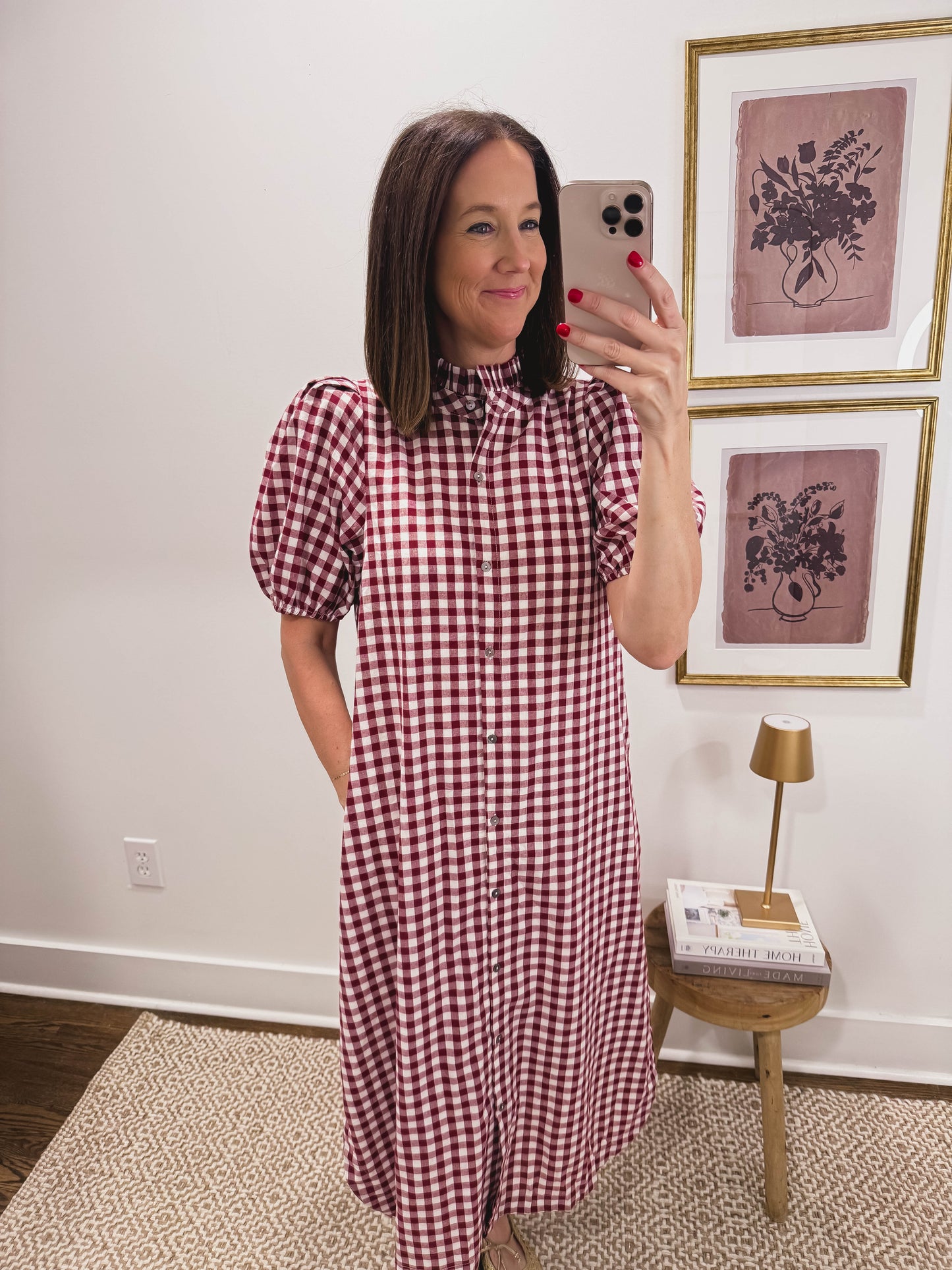 Heritage Gingham Dress in Burgundy