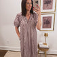 Brown Striped Lightweight Midi Dress