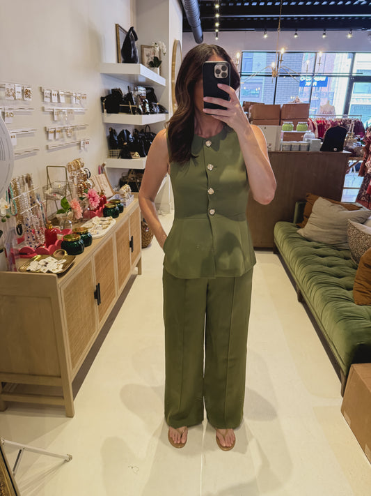 Entro Olive Green Dressy Business Pants (set)