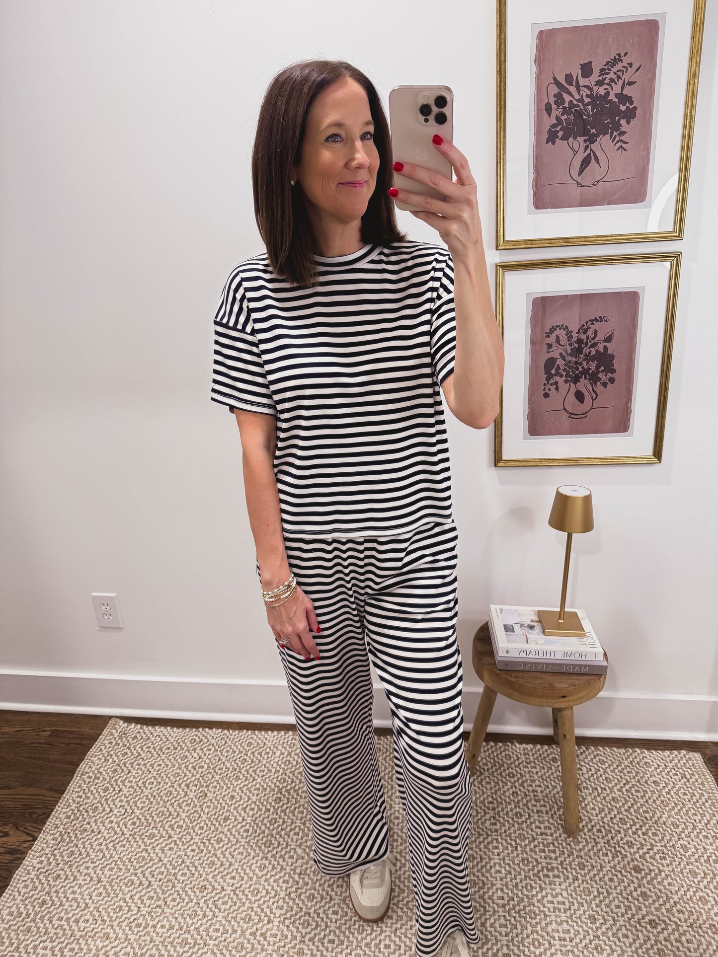 Navy and White Stripe Lounge Pants