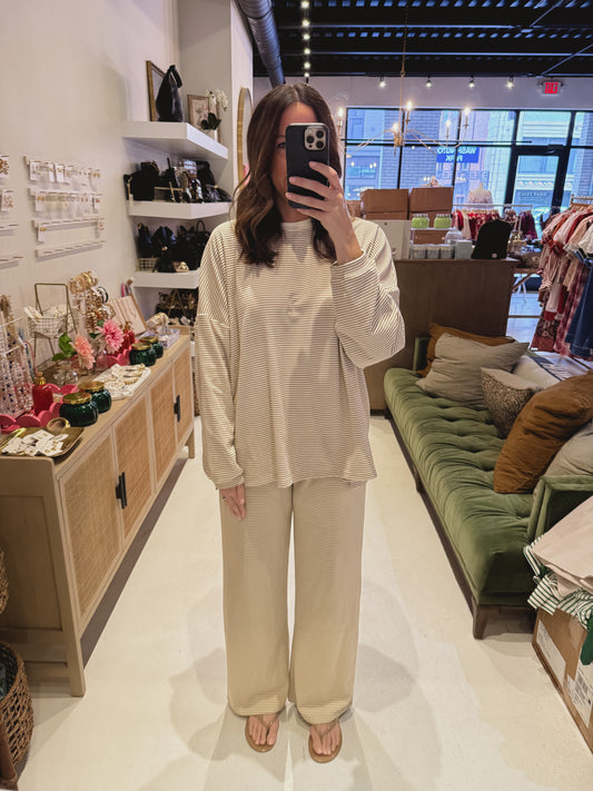 The Warmth and Whimsy Set Pants in Light Brown & Cream