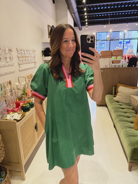 The Gillian Dress in Forrest Green
