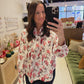 The Honey Flora Blouse in White and Red