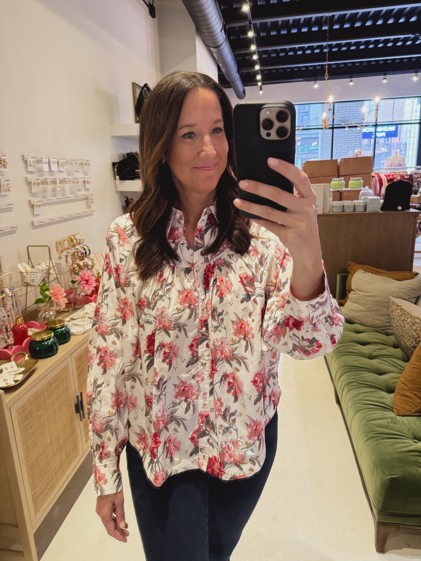 The Honey Flora Blouse in White and Red