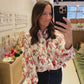 The Honey Flora Blouse in White and Red