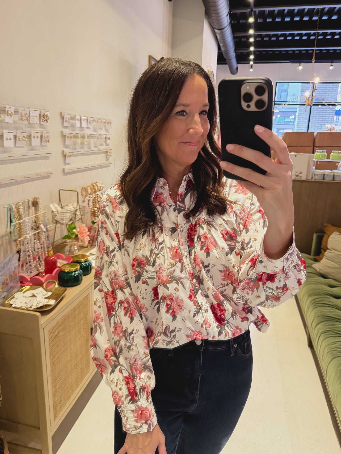 The Honey Flora Blouse in White and Red